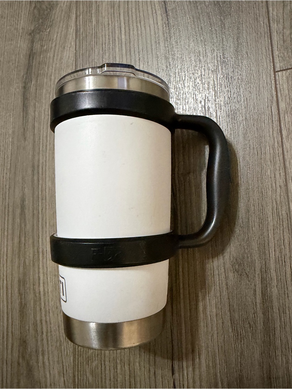 Yeti White Travel Mug with Black Handle and Bands - Picture 3 of 10